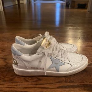 White Ball Star Sneakers with Light Blue Details